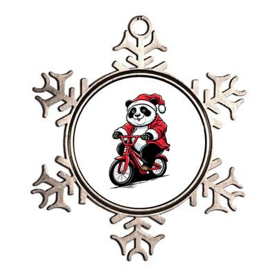 Panda Riding Bicycle Xmas Cycling Panda Lover Christmas Gift Metallic Star Ornament