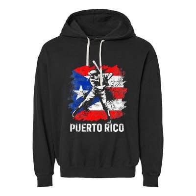 Puerto Rican Baseball Player Puerto Rico Flag Baseball Fans Garment-Dyed Fleece Hoodie