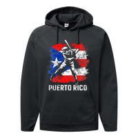 Puerto Rican Baseball Player Puerto Rico Flag Baseball Fans Performance Fleece Hoodie