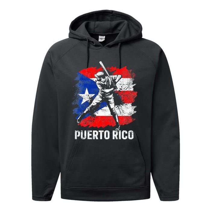 Puerto Rican Baseball Player Puerto Rico Flag Baseball Fans Performance Fleece Hoodie