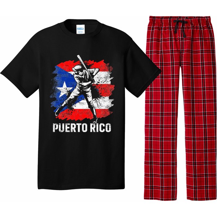 Puerto Rican Baseball Player Puerto Rico Flag Baseball Fans Pajama Set