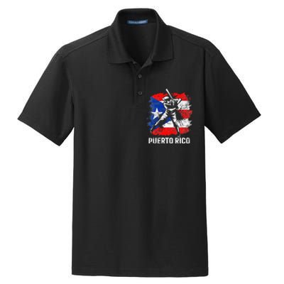 Puerto Rican Baseball Player Puerto Rico Flag Baseball Fans Dry Zone Grid Polo