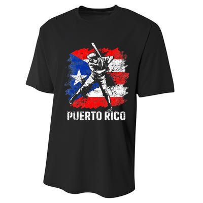 Puerto Rican Baseball Player Puerto Rico Flag Baseball Fans Performance Sprint T-Shirt