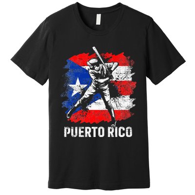 Puerto Rican Baseball Player Puerto Rico Flag Baseball Fans Premium T-Shirt