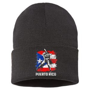 Puerto Rican Baseball Player Puerto Rico Flag Baseball Fans Sustainable Knit Beanie