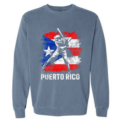 Puerto Rican Baseball Player Puerto Rico Flag Baseball Fans Garment-Dyed Sweatshirt