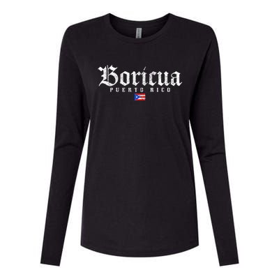 Puerto Rico Boricua Vintage Puerto Rican Flag Pride Womens Cotton Relaxed Long Sleeve T-Shirt