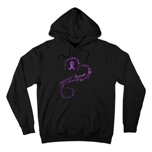 Purple Ribbon Butterfly Heart Alzheimers Awareness Hoodie