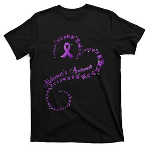 Purple Ribbon Butterfly Heart Alzheimers Awareness T-Shirt