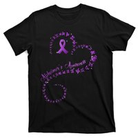 Purple Ribbon Butterfly Heart Alzheimers Awareness T-Shirt