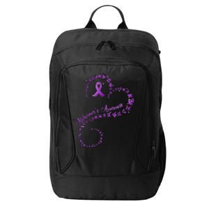 Purple Ribbon Butterfly Heart Alzheimers Awareness City Backpack