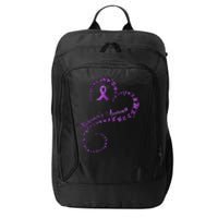 Purple Ribbon Butterfly Heart Alzheimers Awareness City Backpack