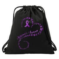 Purple Ribbon Butterfly Heart Alzheimers Awareness Drawstring Bag