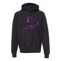 Purple Ribbon Butterfly Heart Alzheimers Awareness Premium Hoodie