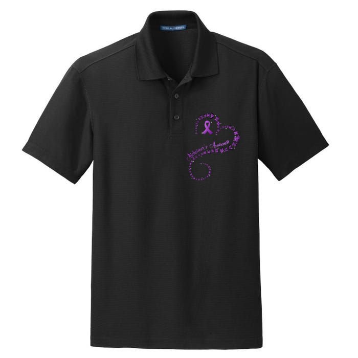 Purple Ribbon Butterfly Heart Alzheimers Awareness Dry Zone Grid Polo