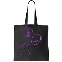 Purple Ribbon Butterfly Heart Alzheimers Awareness Tote Bag