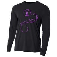 Purple Ribbon Butterfly Heart Alzheimers Awareness Cooling Performance Long Sleeve Crew