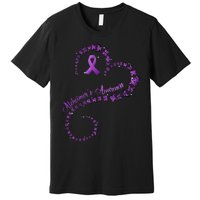 Purple Ribbon Butterfly Heart Alzheimers Awareness Premium T-Shirt