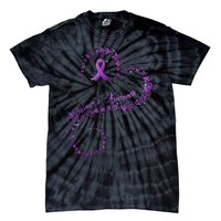 Purple Ribbon Butterfly Heart Alzheimers Awareness Tie-Dye T-Shirt