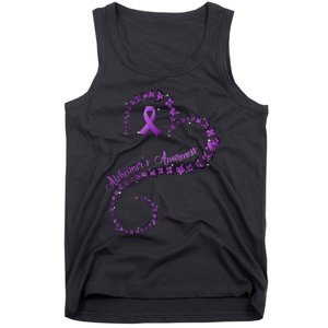 Purple Ribbon Butterfly Heart Alzheimers Awareness Tank Top