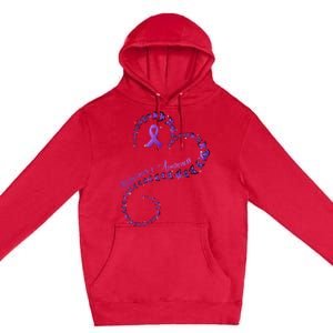 Purple Ribbon Butterfly Heart Alzheimers Awareness Premium Pullover Hoodie