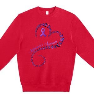 Purple Ribbon Butterfly Heart Alzheimers Awareness Premium Crewneck Sweatshirt