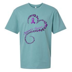 Purple Ribbon Butterfly Heart Alzheimers Awareness Sueded Cloud Jersey T-Shirt