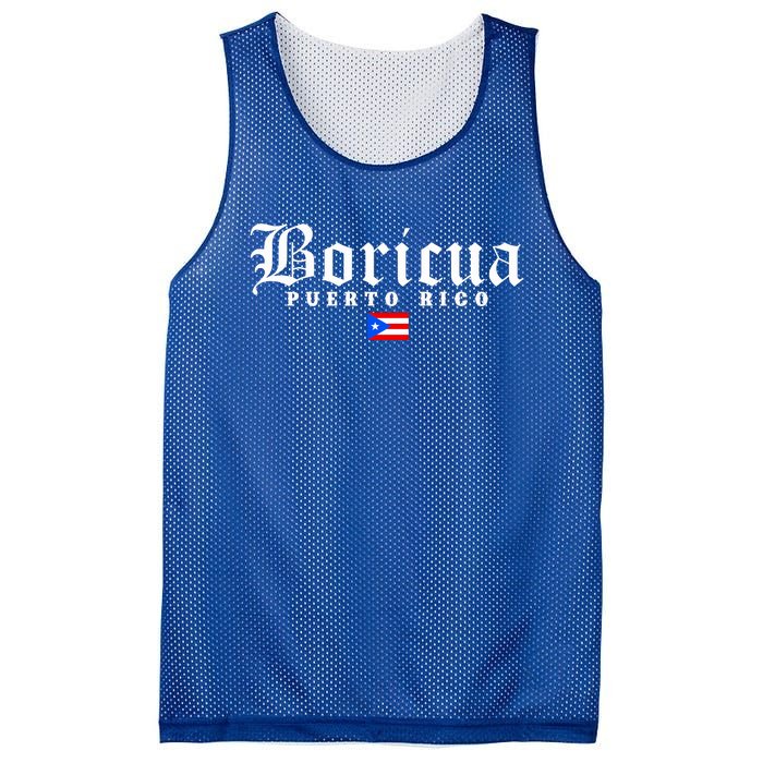 Puerto Rico Boricua Vintage Puerto Rican Flag Pride Gift Mesh Reversible Basketball Jersey Tank