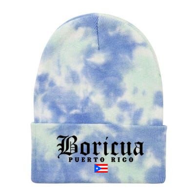 Puerto Rico Boricua Vintage Puerto Rican Flag Pride Gift Tie Dye 12in Knit Beanie