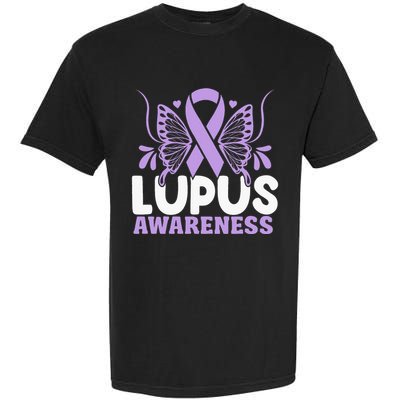 Purple Ribbon Butterfly Lupus Awareness Month Garment-Dyed Heavyweight T-Shirt