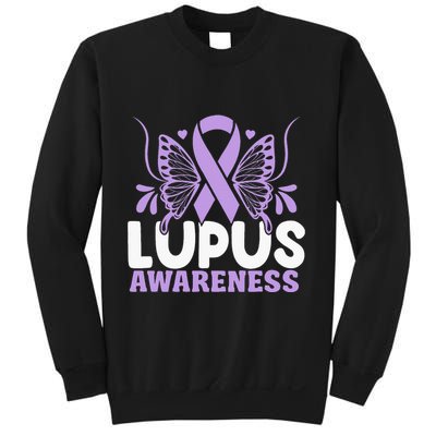 Purple Ribbon Butterfly Lupus Awareness Month Sweatshirt