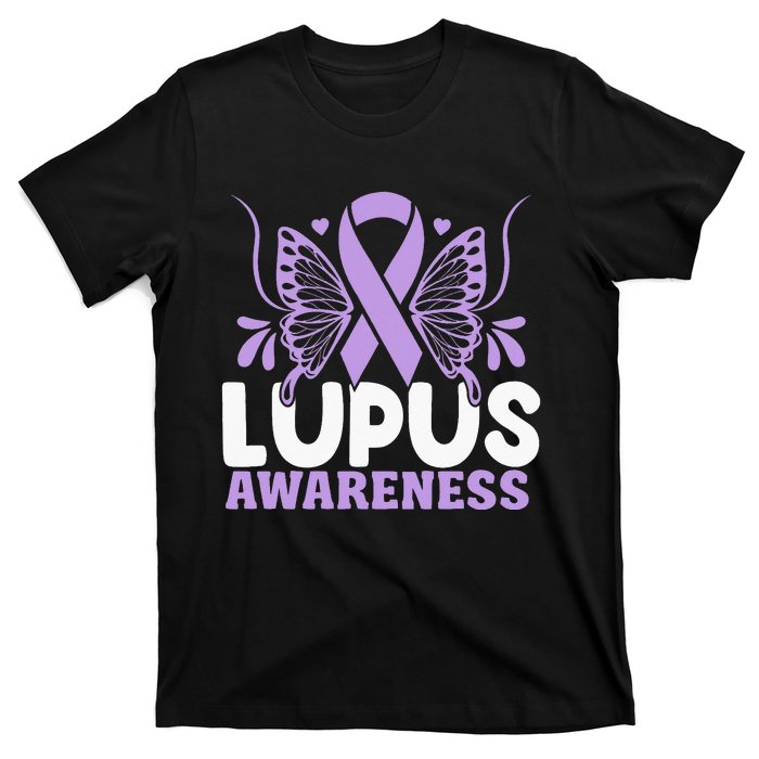 Purple Ribbon Butterfly Lupus Awareness Month T-Shirt