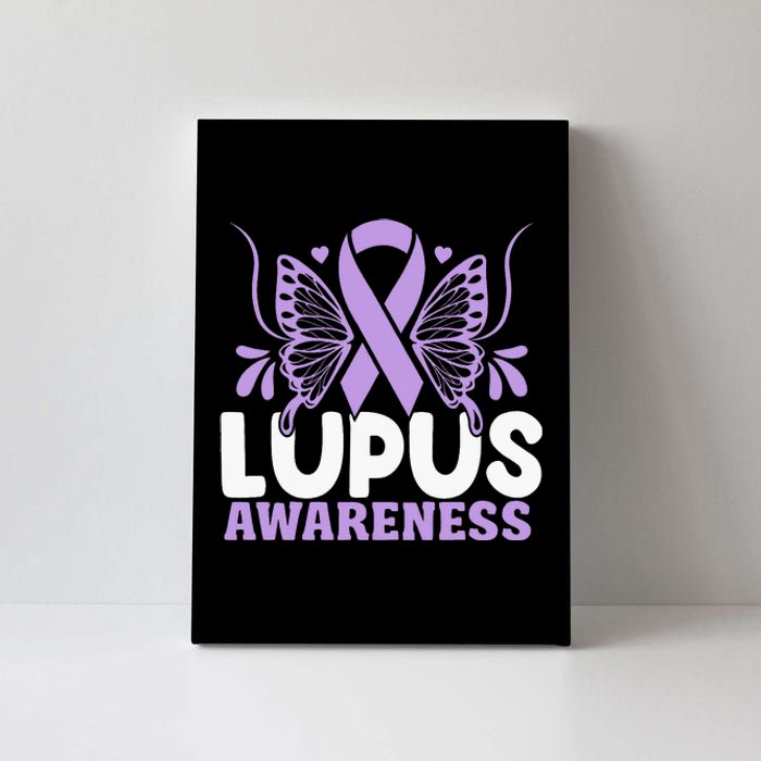 Purple Ribbon Butterfly Lupus Awareness Month Canvas