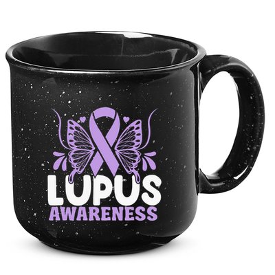 Purple Ribbon Butterfly Lupus Awareness Month 15oz Campfire Ceramic Mug