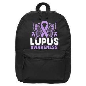 Purple Ribbon Butterfly Lupus Awareness Month 16 in Basic Backpack