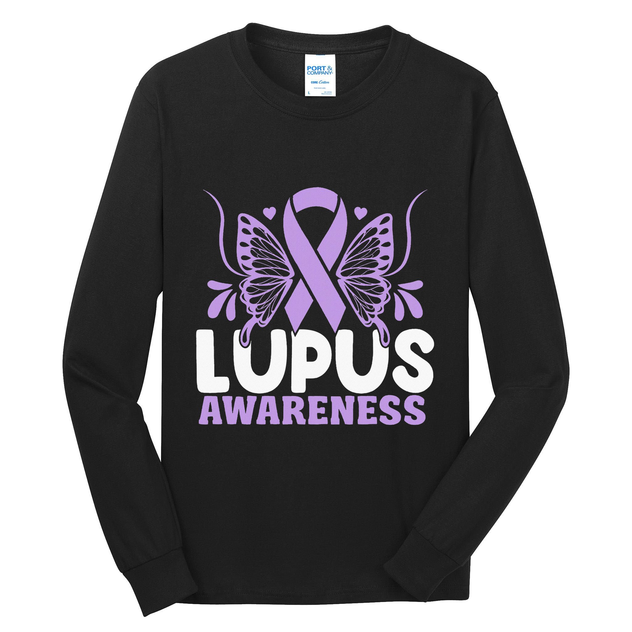 Purple Ribbon Butterfly Lupus Awareness Month Tall Long Sleeve T-Shirt
