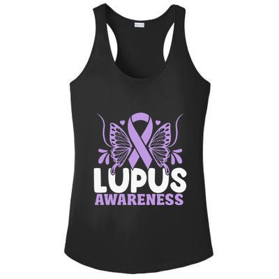 Purple Ribbon Butterfly Lupus Awareness Month Ladies PosiCharge Competitor Racerback Tank
