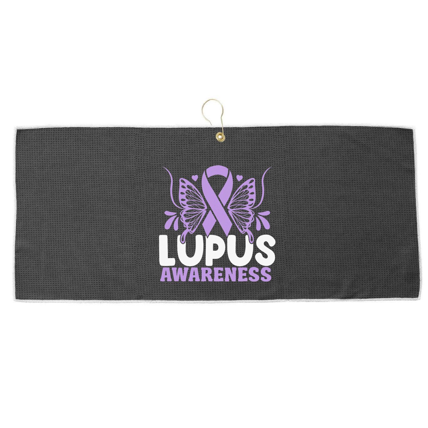 Purple Ribbon Butterfly Lupus Awareness Month Large Microfiber Waffle Golf Towel