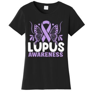 Purple Ribbon Butterfly Lupus Awareness Month Women's T-Shirt