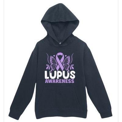 Purple Ribbon Butterfly Lupus Awareness Month Urban Pullover Hoodie