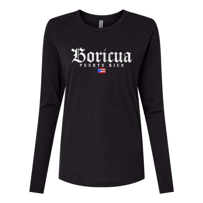 Puerto Rico Boricua Vintage Puerto Rican Womens Cotton Relaxed Long Sleeve T-Shirt