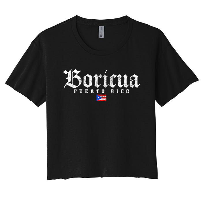 Puerto Rico Boricua Vintage Puerto Rican Women's Crop Top Tee