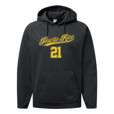 Puerto Rico Baseball 21 Santurce Boricua Baseball Fans Performance Fleece Hoodie