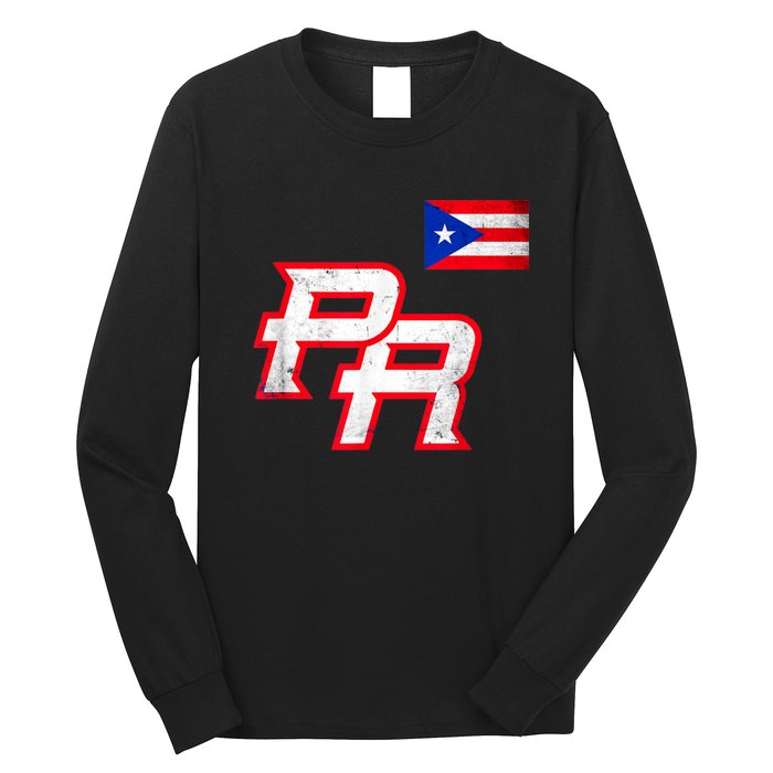 Puerto Rican Baseball Player Puerto Rico Flag Baseball Fans Long Sleeve Shirt