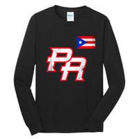 Puerto Rican Baseball Player Puerto Rico Flag Baseball Fans Tall Long Sleeve T-Shirt