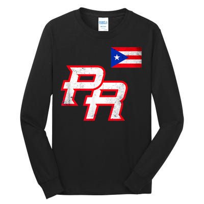 Puerto Rican Baseball Player Puerto Rico Flag Baseball Fans Tall Long Sleeve T-Shirt