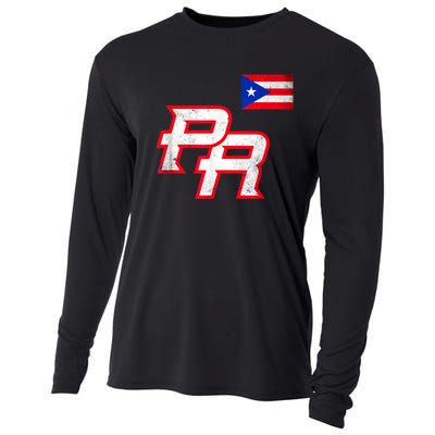 Puerto Rican Baseball Player Puerto Rico Flag Baseball Fans Cooling Performance Long Sleeve Crew