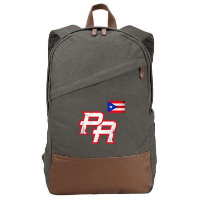 Puerto Rican Baseball Player Puerto Rico Flag Baseball Fans Cotton Canvas Backpack