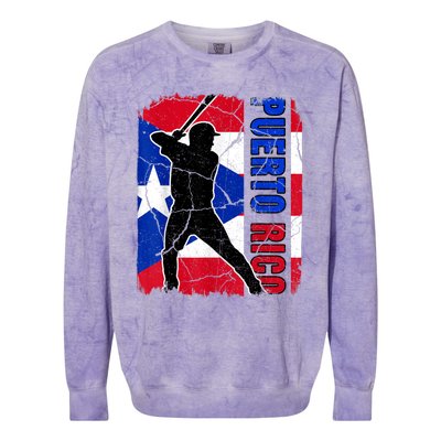 Puerto Rican Baseball Player Puerto Rico Flag Baseball Fans Colorblast Crewneck Sweatshirt