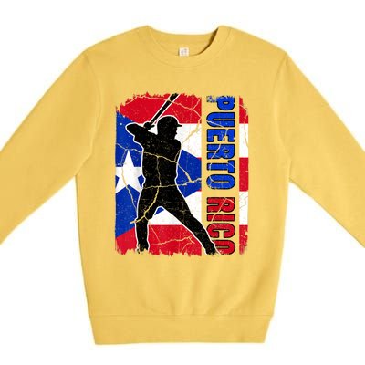 Puerto Rican Baseball Player Puerto Rico Flag Baseball Fans Premium Crewneck Sweatshirt